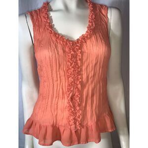 Vintage Y2K Sheer Chiffon Ruffled Blouse Medium‎